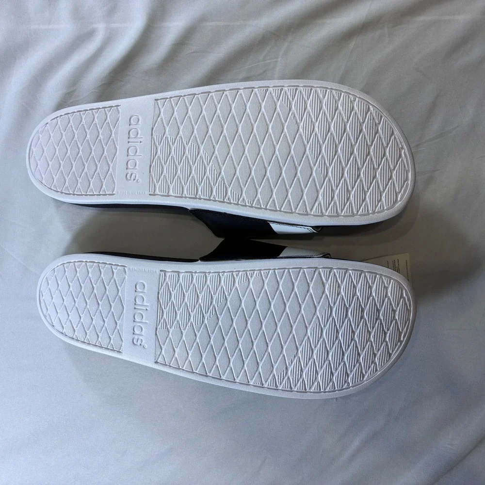 Adidas Adilette Comfort Slides Mens 15 Black White Logo Sandals GW8753